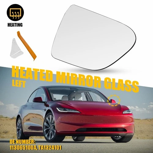 Driver Side Mirror Glass W/Heated For 2017-23 Tesla Model 3 113065100A TA1324101