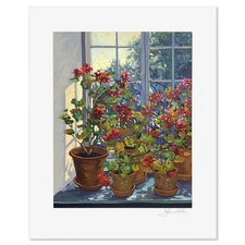 John Powell Geraniums Ltd. Ed. Serigraph #'d Hand Signed, LOA