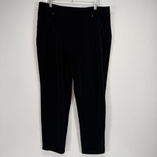 Quacker Factory Classic Soft Corduroy Pull On Stretch Black Pocket Pants L