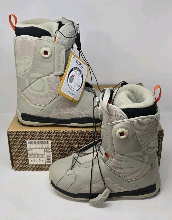 Stivali da snowboard Salomon donna 9 5 Vigil misura termica bianco grigio stringati LEGGI