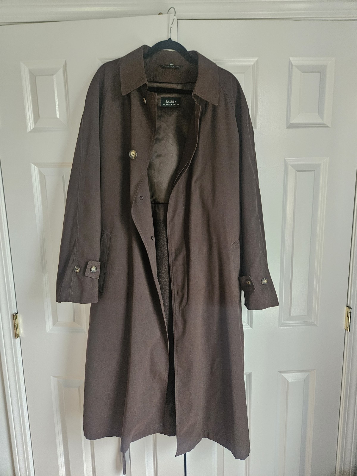 Men's Ralph Lauren Brown 46R Trench Coat, Lined