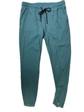 Zyia Active Women's Medium Ankle Zip Drawstring Teal Pants EUC