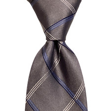 MICHAEL KORS Men's Silk Skinny XL Slim Necktie Designer PLAID Gray/Blue NWD