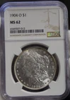 1904 O US Morgan Silver Dollar $1 NGC MS62