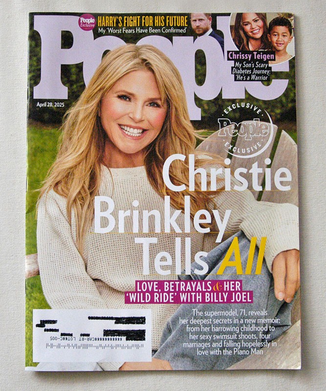 Christie Brinkley Tells All, Prince Harry, People Magazine, April 28, 2025, NEW