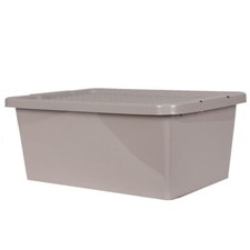 Plastic Storage Boxes With Rattan Design Lids Mushroom Cream 10L 17L 27L 55L