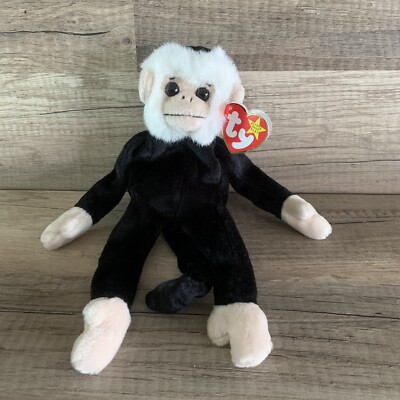 1999 RARE & RETIRED TY BEANIE BABY~MOOCH BLACK AND WHITE SPIDER MONKEY 9''~NEW