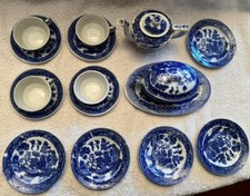 1950's Blue Willow Made in Japan 18 piece Small Play Child's Ceramic Toy Tea Set