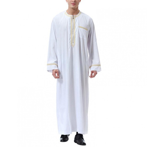 Männer muslimische Kleidung Robe langes TShirt Kaftan Bluse klassische Mode Reißverschluss einfarbig/ - Bild 13 von 16