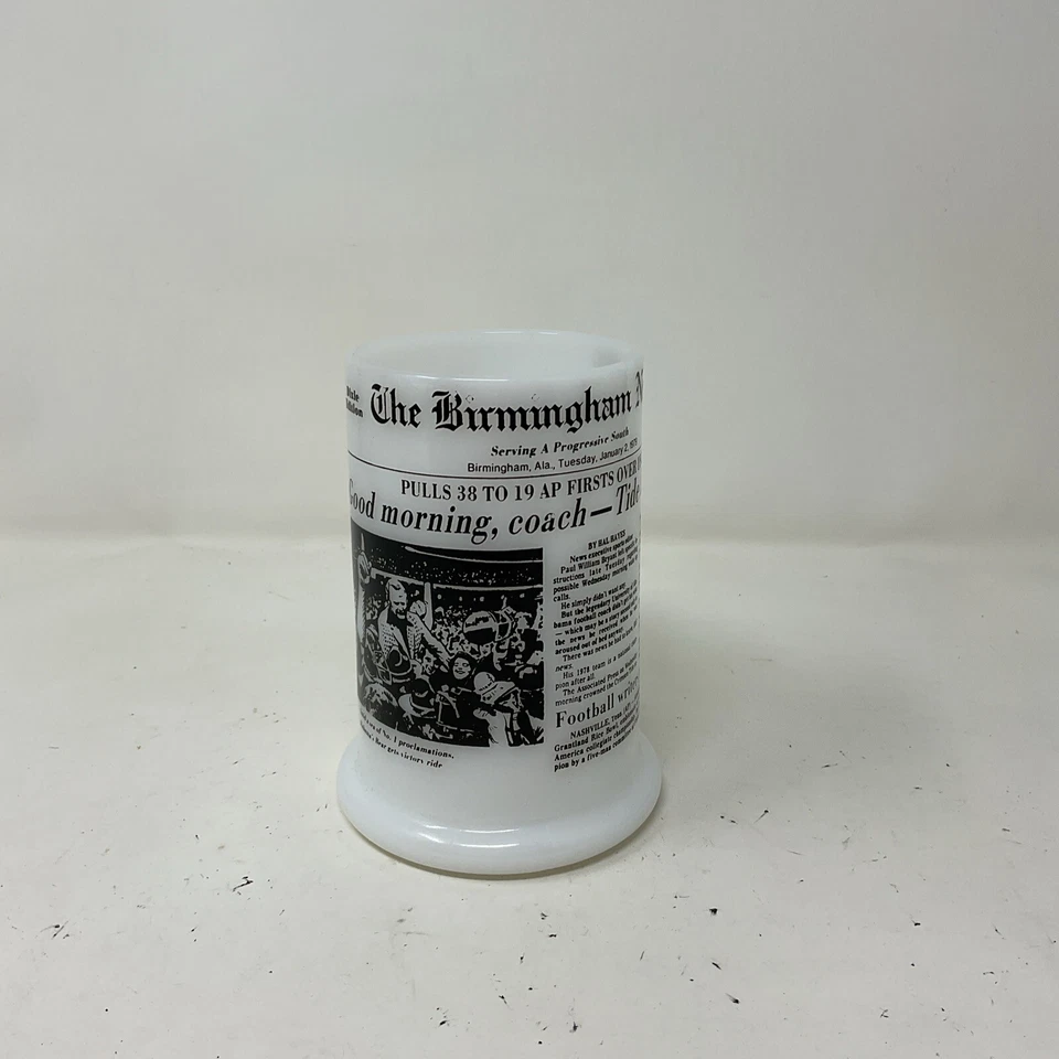 Taza de vidrio de leche Bear Bryant Birmingham News Alabama Tide Is # 1 Again 1979 Foto 2 de 4