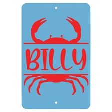 Custom Personalized Crab Name metal sign - Wall Decor - Aluminum Door Sign - 