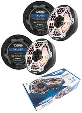 4x DS18 NXL-8M Black 8" 2-Way Marine Boat UTV Speakers 1500W 4-Ohm Pair RGB LED