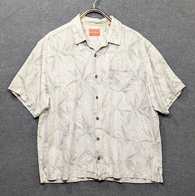 Tommy Bahama Silk Shirt Mens Large Button Up Blue Lightweight Short Sleeve  | eBay