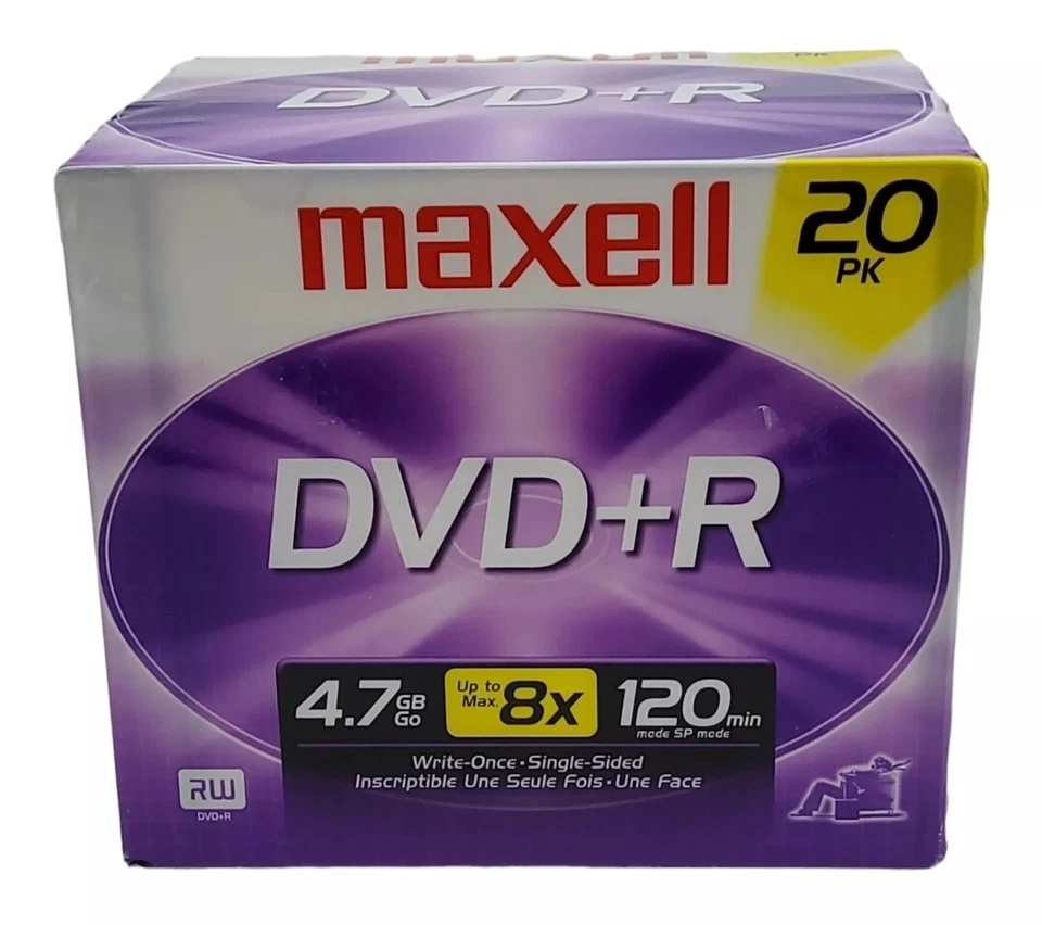 Maxell DVD+R Recordable DVD 8x 4.7GB 120 Min in Slimline Case 20 Pack New - Image 4 of 4