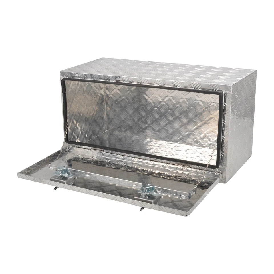 Caixa de ferramentas de alumínio 36"x18"x17" caminhão reboque cama armazenamento inferior da carroceria + trava e chave prata - Imagem 4 de 4