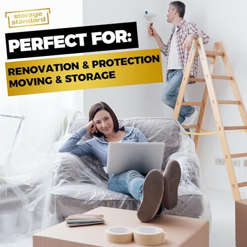 Plastic Furniture Covers For Moving Storage Heavyduty Chair Cover Protectors Wat - Picture 8 of 9