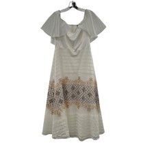 Shein Women's A-Line Maxi Dress Metallic Embroidered White/Multi Size Large