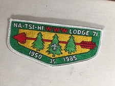 Na-Tsi-Hi OA Lodge 71 1985 35th ann Flap BSA Patch