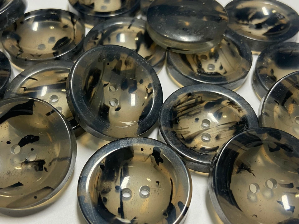 Thick Italian Poly Tortoise Shell DISH Button Black/Grey 15, 18, 30, 38mm 2hole - Image 4 of 4