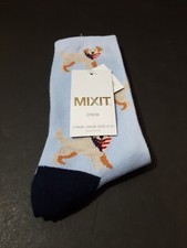 Womens Crew Socks Patriotic Dog Wearing Bandana Size 4-10