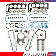Head Gasket Bolts Set Timing Cover Gasket & Chain Kit For 2002 Dodge Dakota 4.7L