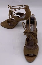 Tabitha Simmons brown suede caged lace up sandal heel sz 36