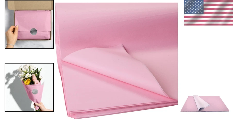 Bulk Pastel Pink 480-Sheet Recycled Tissue Paper, 20" x 30" Eco-Friendly Sheets - Image 2 of 4