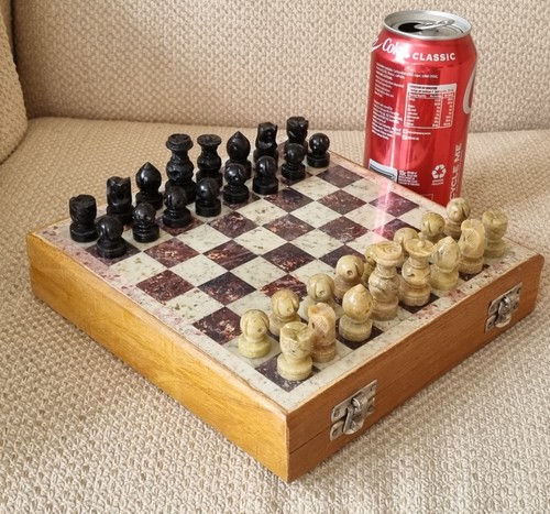 Marble Ebony Chess Set Handcrafted gorara stone pieces 10"x10" Play & gifts Art - Picture 10 of 13