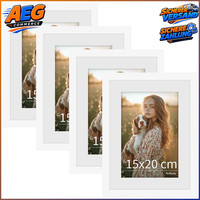 Bilderrahmen 15X20 Cm 4Er Set Weiß Freistehend Mit Passepartout FüR 10X15 Cm