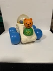 Vintage Fisher Price Jumbo Little People Poppity Push Car W/bear