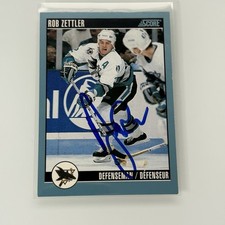 1992-93 Score Canadian Rob Zettler #191 Auto Autograph Signed San Jose Sharks