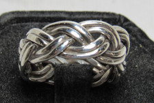 925 Sterling Silver Woven Braided Weave 8mm Band Sz 9.25 Wedding Ring 7g Mexico