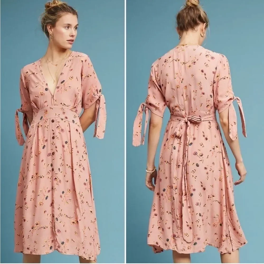 faithfull the brand nadine midi dress NWT $219 Faithfull the Brand Nadine Midi Dress Size Large Sylve Dot Z466-13