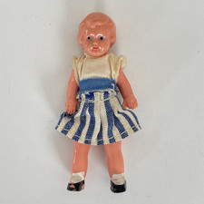 Vtg Antique Celluloid Plastic Jointed Dollhouse Doll Little Girl 40s 50s Germany