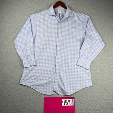 Brooks Brothers 346 Shirt 17 Blue Check Slim Button Up Long Sleeve Casual Men