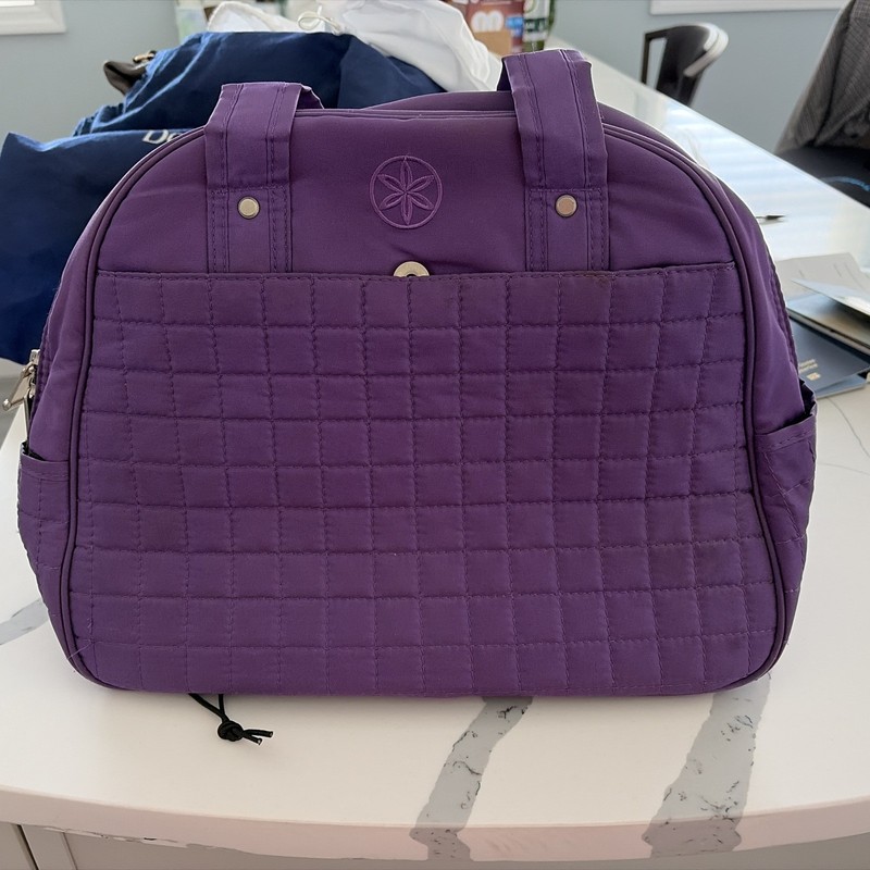 Gaiam Yoga Bag Purple with Black Interior Water Bottle Holder  15x12x6in