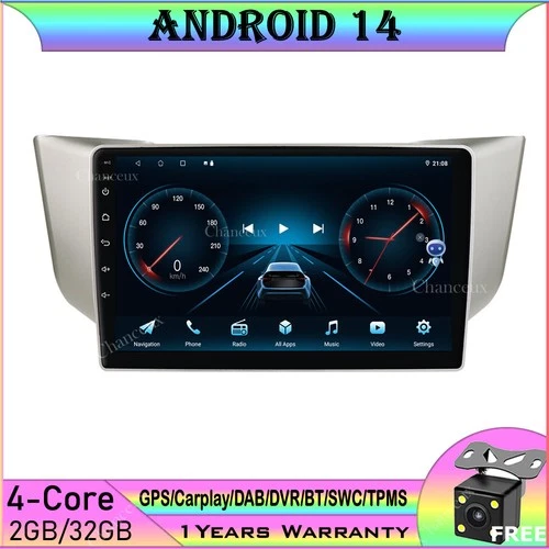 9"Android 14 Head Unit Carplay GPS SATNavi BT Radio For Lexus RX300 RX330 RX400H