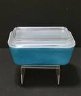 Vintage Pyrex Blue 502 1.5 Pint Refrigerator Glass Storage Dish with Lid