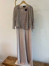 Alex Evenings Sequined Lace Long A-Line Dres Buff Size 16 219