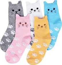 5 Pairs Cute Animal Socks for Women, Funny Cat Cotton Socks