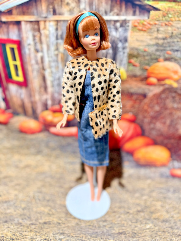 OOAK  BARBIE Denim Sheath + Leopard Jacket! FASHION ONLY