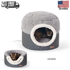Heated Cat Bed for Large Cats Indoor,Thermo-Pet Nest 2-in-1 Heated Pet Cave Tent