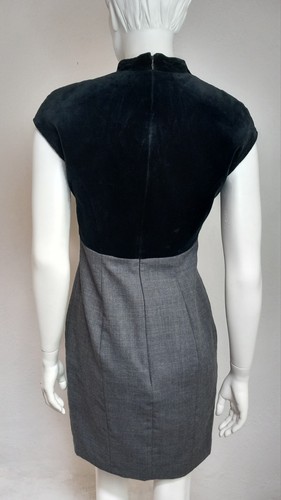 ALBA MODA Vintage Kleid grau 100% Wolle + Samt Baumwolle 34/36 tailliert Elegant - Bild 6 von 8