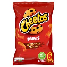 Cheetos Puffs Sweet & Spicy Flamin Hot Crisps Multipack 6x13g  Hot Deal