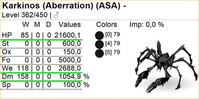 Karkinos TOP STATS Clone Ark Survival Ascended Official PVE