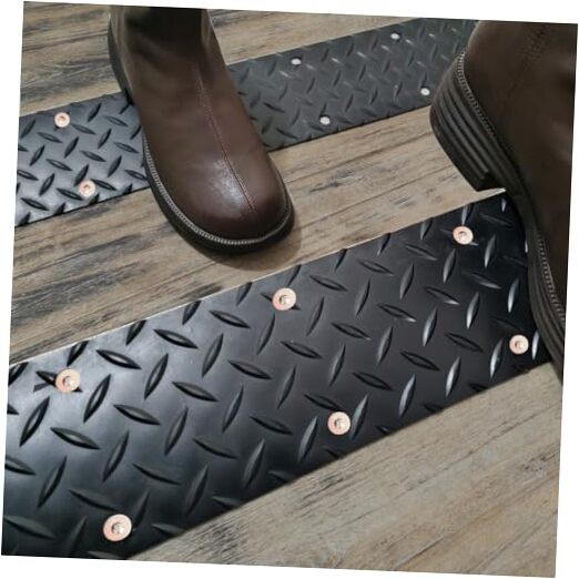 Non-slip rubber outdoor stair treads for wooden steps 31.5 x 4 inches 2-pack with screws