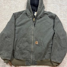 Vintage Carhartt J130 MOS Moss Green Active Jacket Duck Canvas Quilt Lined