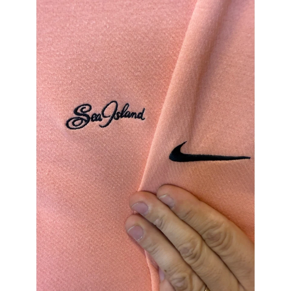 Nike SEA ISLAND Golf Pullover Dri-FIT Long Sleeve Peach Orange Mens Medium - Image 3 of 4