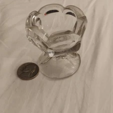 Vintage Pedestal Clear Glass Scalloped  Ring dish or Open Salt Cellar Salt Dip 