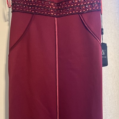 ebay burgundy dress Cher | Burgundy Satin Square-Neck Maxi Dress With Embellished-Detailed Open-Back